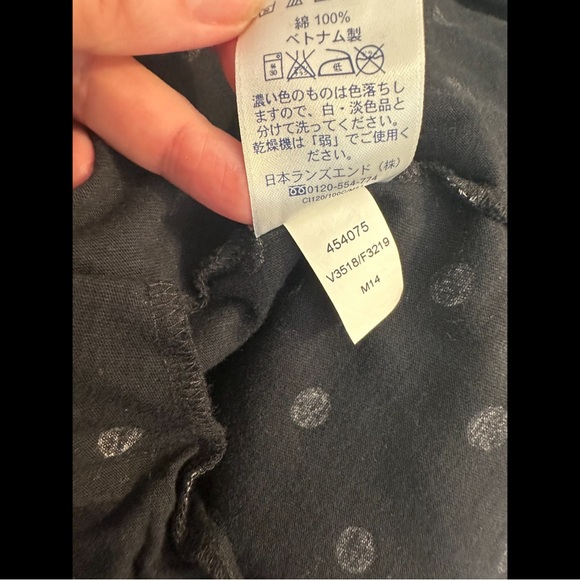 New LANDS END Tank Dress Black Gray White Polka Dot Pleated Pockets Swim Coverup - Picture 7 of 8